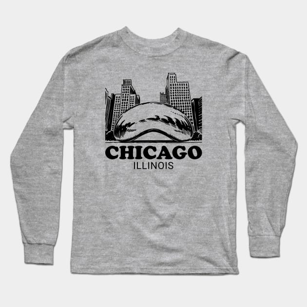 Chicago Reflective Bean Long Sleeve T-Shirt by Manzo Carey